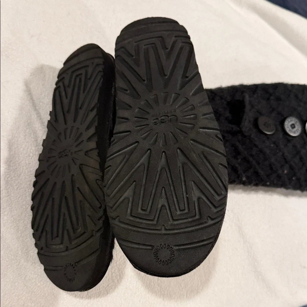 UGG Black Ankle Boots with Button Detail - Picture 3 of 9